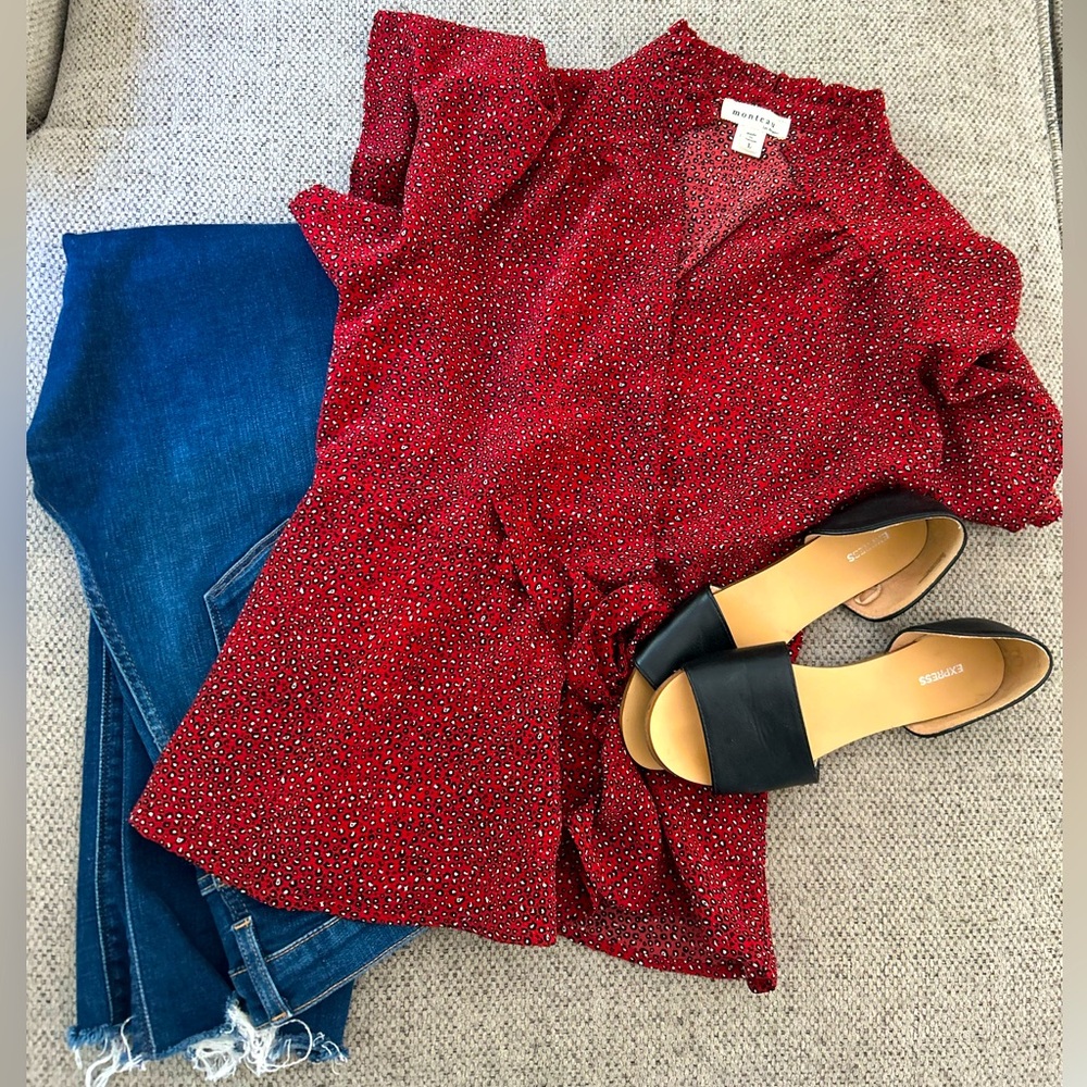 Monteau Red Leopard Blouse